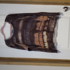 Democracy brown, camel and white tie dye long sleeve top